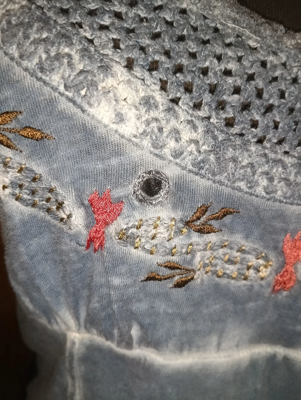 Acid Wash Embroidered Tee — Free People — Size M - Picture 5 of 6